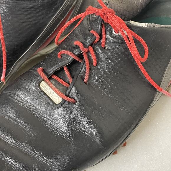 Footjoy Mens Sz 9.5 DNA 2.0 53385 Black Leather Lace Up Golf Shoes Soft Spikes - Picture 10 of 16